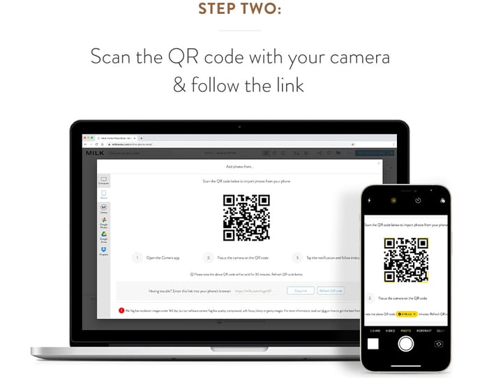 Step two. Scan the QR code with your camera and follow the link.